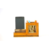 Mango Wood Pen Stand With Card & Mobile Holder