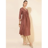 Janasya Silk Blend Embroidered Nayra Womens Kurti - Brown ( Pack of 1 ) - None