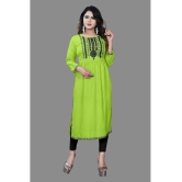 haya fashion - Lime Green Rayon Women's Straight Kurti ( Pack of 1 ) - None