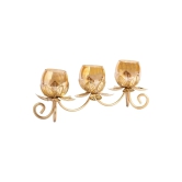 Round Gold 3In1 Glass Flower Tea Light Candle Holder