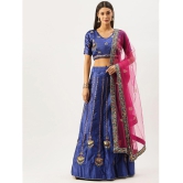 Om Shantam Sarees Blue,Pink Silk Blends Chaniya Choli Semi Stitched Lehenga Single - Free Size