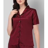 Smarty Pants - Maroon Silk Womens Nightwear Nightsuit Sets ( Pack of 1 ) - S