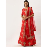 Om Shantam Sarees Red Silk Blends Chaniya Choli Semi Stitched Lehenga Single - Free Size