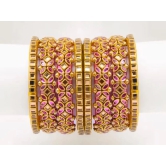 Handmade Exquisite Pink and Gold Bangle Set