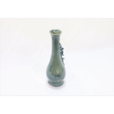 Khurja Pottery Flower Vase Bottle Shape Green Colour 10 Inches