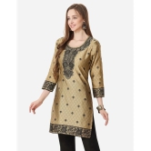 Meher Impex Art Silk Self Design Straight Womens Kurti - Gold ( Pack of 1 ) - None