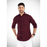 Maroon Striped Premium Cotton Shirt-XL - 42