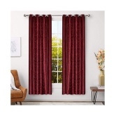 Veronica Deco Set of 2 Door Blackout Room Darkening Eyelet Poly Cotton Curtains Maroon - Maroon