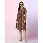 Selvia Crepe Printed Knee Length Womens Fit & Flare Dress - Brown ( Pack of 1 ) - None