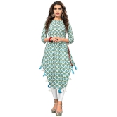 Vbuyz - Blue Cotton Womens Asymmetrical Kurti ( Pack of 1 ) - None