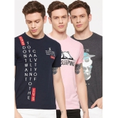 Lycos - Navy Cotton Blend Regular Fit Mens T-Shirt ( Pack of 3 ) - None