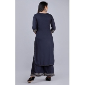 MAUKA - Blue Straight Rayon Women's Stitched Salwar Suit ( Pack of 1 ) - None