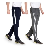 Zeffit Solid Men Navy, Grey Track Pants (Pack Of 2 ) - M