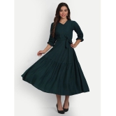 gufrina Rayon Solid Midi Womens Fit & Flare Dress - Green ( Pack of 1 ) - None