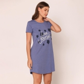 Women Cotton Sleepshirt - Denim Blue Denim Blue S