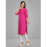 Parastri Cotton Embroidered Front Slit Womens Kurti - Pink ( Pack of 1 ) - None