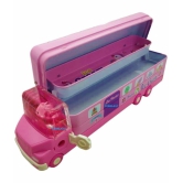 FunBlast Pencil Box for Kids Bus with Moving Tyres & Sharpener for Kids Truck Geometry Box for Kids & Girls (Multicolor)