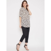 Women White & Black Printed Tunic with Trousers