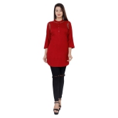 HIGHLIGHT FASHION EXPORT - Red Rayon Women''s Straight Kurti ( Pack of 1 ) - M