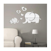 Asmi Collection Beautiful Cute Baby Elephants Acrylic Mirror Wall Sticker ( 25 x 50 cms )