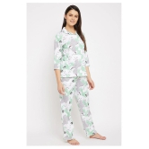 Clovia Cotton Nightsuit Sets - White Pack of 2 - L