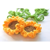 Hand Crafted Crochet Curtain Tiebacks Sunflower Yellow