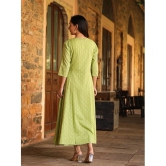 AMIRAS INDIAN ETHNICWEAR 100% Cotton Embroidered Asymmetrical Womens Kurti - Green ( Pack of 1 ) - None