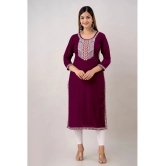 Kapadia - Wine Rayon Womens Straight Kurti ( Pack of 1 ) - None