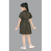 Coxxup Olive Crepe Girls Fit And Flare Dress ( Pack of 1 ) - None