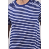 Men's Blue Striped Crew Neck T-Shirt