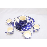 Khurja Pottery Murli Mug Tea Set White & Blue Color Big 2