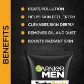 Garnier Men, Face Wash, Brightening & Anti-Pollution, Turbobright Double Action, 100 G