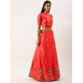 Om Shantam Sarees Red,Green Silk Blends Chaniya Choli Semi Stitched Lehenga Single - Free Size