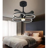 Hdc Black Modern Ceiling Fan Chandelier With Remote Control - Warm White