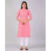 MAUKA Rayon Printed Straight Womens Kurti - Pink ( Pack of 1 ) - None