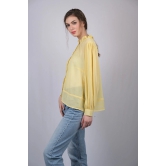 Yellow High Neck Full Sleeve  Regular Top (OTL-TPS1022)-Yellow / L