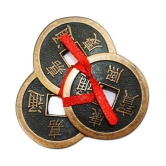 PAYSTORE Combo Of Feng Shui Three Lucky Chinese 2 Coins with Red Ribbon Decorative Showpiece - 5.5 cm