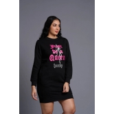 I m Queen Printed Black Sweatdress for Women M