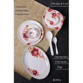 HomePro Red Rose Design Multicolor Melamine Dinner Set ( Pack of 36 ) - Multicolor