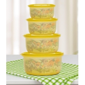 HOMETALES Polyproplene Yellow Food Container ( Set of 4 ) - Yellow