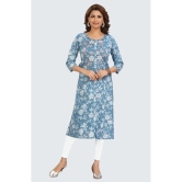 Meher Impex Cotton Printed Straight Womens Kurti - Light Blue ( Pack of 1 ) - None