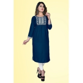 haya fashion - Blue Rayon Women's Straight Kurti ( Pack of 1 ) - None