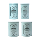 Metal Tea & Sugar Jar (Each 900 Ml) + Cookie & Namkeen Jar (Each 1700 Ml) - Green, Set Of 4