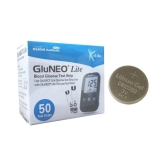 Infopia Gluneo lite 50 strips with glucometer battery Expiry(11/2019)