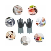 Washing Silicon Hand Gloves 2 pcs with Scrubber for Kitchen Cleaning