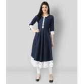 Estela - Blue Cotton Womens Flared Kurti ( Pack of 1 ) - 5XL