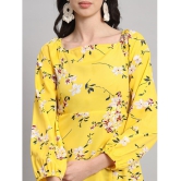 Curvydrobe Crepe Printed Midi Women's Side Slit Dress - Yellow ( Pack of 1 ) - None