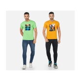 CHOZI Cotton Blend Regular Fit Printed Half Sleeves Mens T-Shirt - Multicolor ( Pack of 2 ) - None