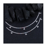 Paola Silver Plated Multi Color Diamond Ghungroo Payal  Anklet for Women And Girl. - Silver