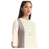 Karigari - Beige Cotton Women's Front Slit Kurti ( Pack of 1 ) - L